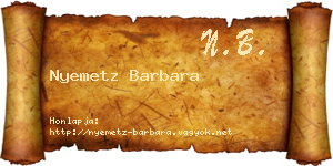 Nyemetz Barbara névjegykártya